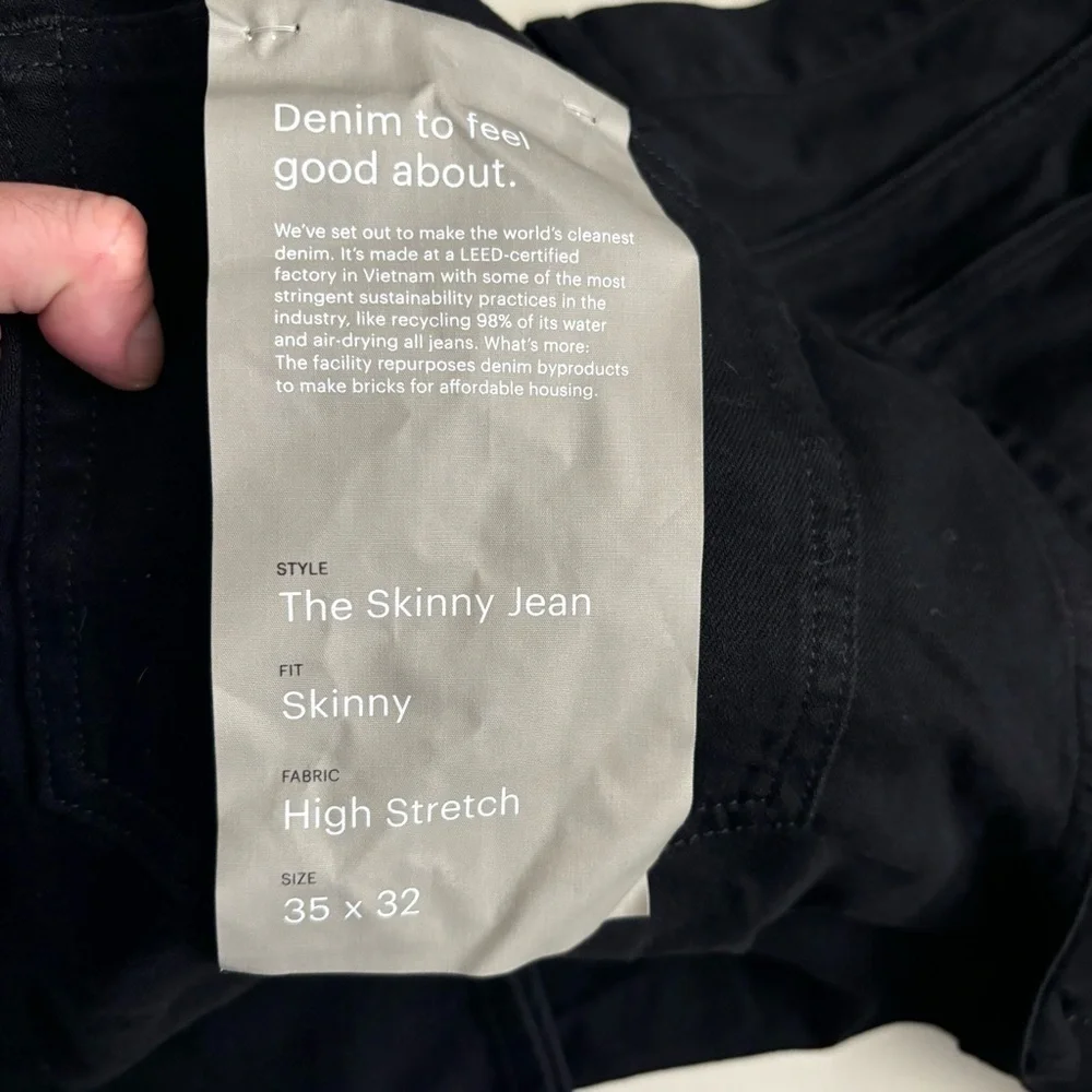 Everlane Uniform Men’s Skinny Stretch Performance Jean 35x32 Black New